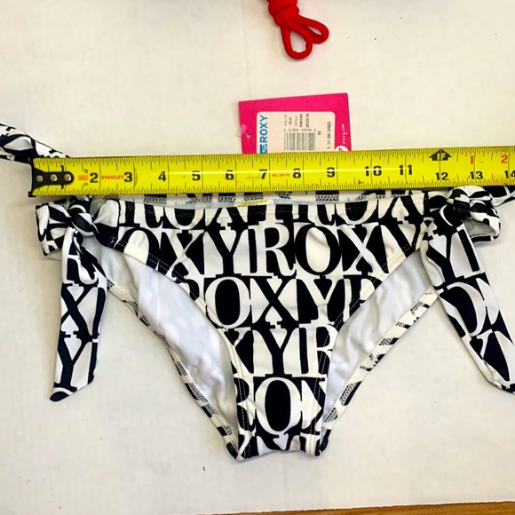Roxy Bikini Bottom White&Black Logo/Retro/Tie Side size Medium NEW without tags - Picture 2 of 4